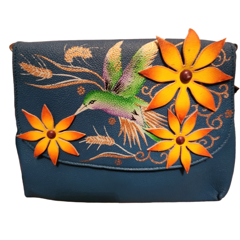 Sukriti Hummingbird Floral Leather Crossbody/Clutch